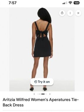 Wilfred Aritzia Aperatures Tie-Back Dress 6 black